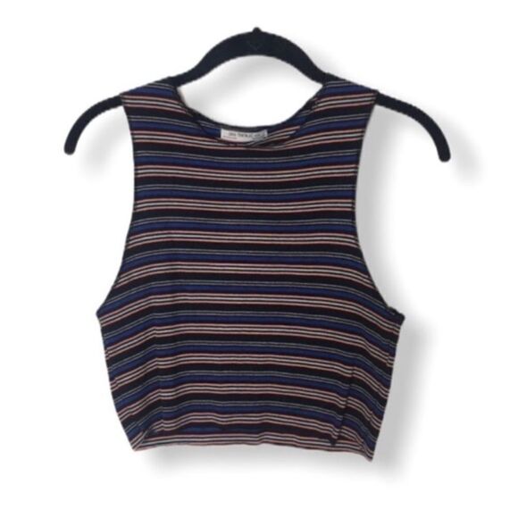 Zara Multicolor Ribbed Knit Striped Crop Top Size S Sleeveless Tank - Picture 3 of 4